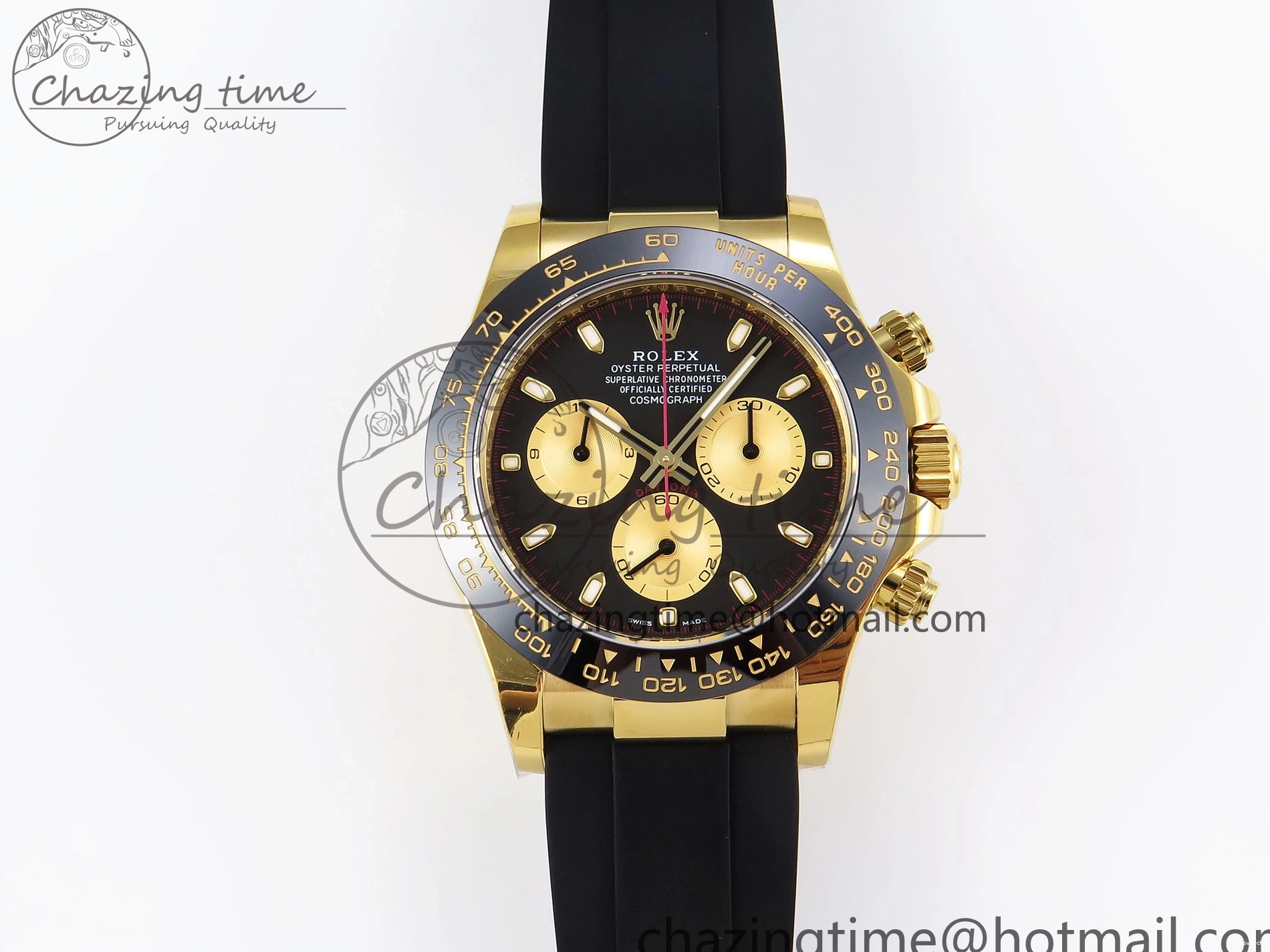 EDITION DAYTONA STRAP 116518 DIAL 1:1 YG BLACK RUBBER APSF ON SH4130 BEST OYSTERFLEX 0426